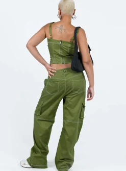 Princess Polly Dobson Pants  Green Cheap