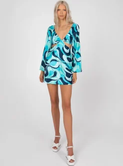 Princess Polly Dominique Mini Dressmulti   Blue Store