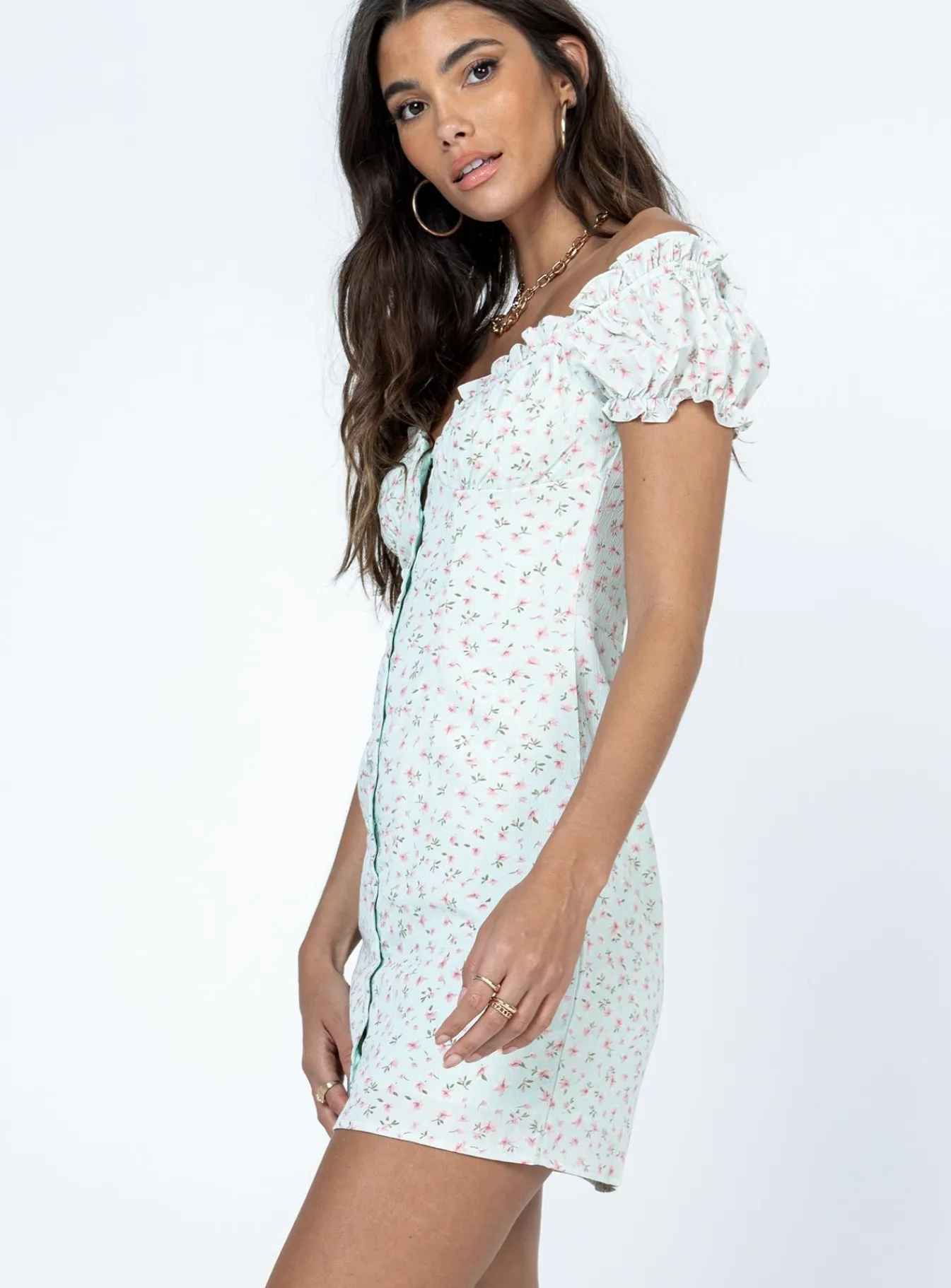 Princess Polly Donna Mini Dressfloral Green Best Sale