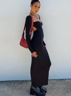 Princess Polly Dorado Long Sleeve Midi Dress  Black Discount