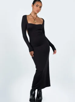 Princess Polly Dorado Long Sleeve Midi Dress  Black Discount
