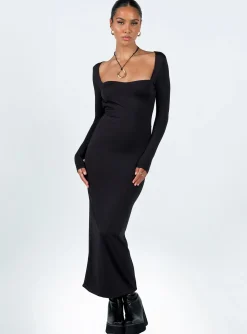 Princess Polly Dorado Long Sleeve Midi Dress  Black Discount