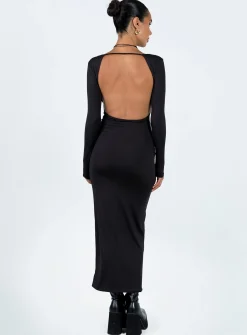 Princess Polly Dorado Long Sleeve Midi Dress  Black Discount