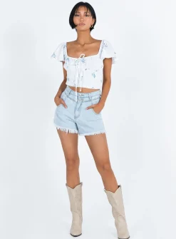 Princess Polly Doughty Shorts Light Wash  Denim Store