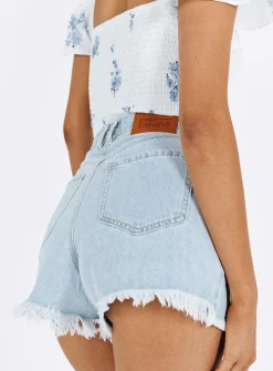 Princess Polly Doughty Shorts Light Wash  Denim Store