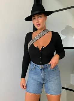 Princess Polly Downtown Drifter Bodysuit  Black Fashion
