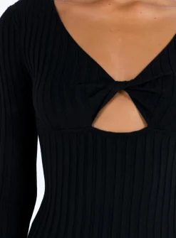 Princess Polly Dreama Long Sleeve Mini Dress  Black Cheap