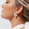 Princess Polly Driftwood Earrings  Gold / White Flash Sale