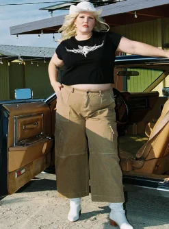 Princess Polly Dust Dancing Cargo Pant Curve Camel   Brown Best