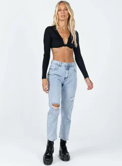 Princess Polly Dustin Long Sleeve Top  Black Online