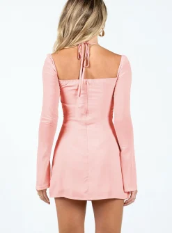 Princess Polly Dyer Sheer Sleeve Mini Dress  Pink Sale