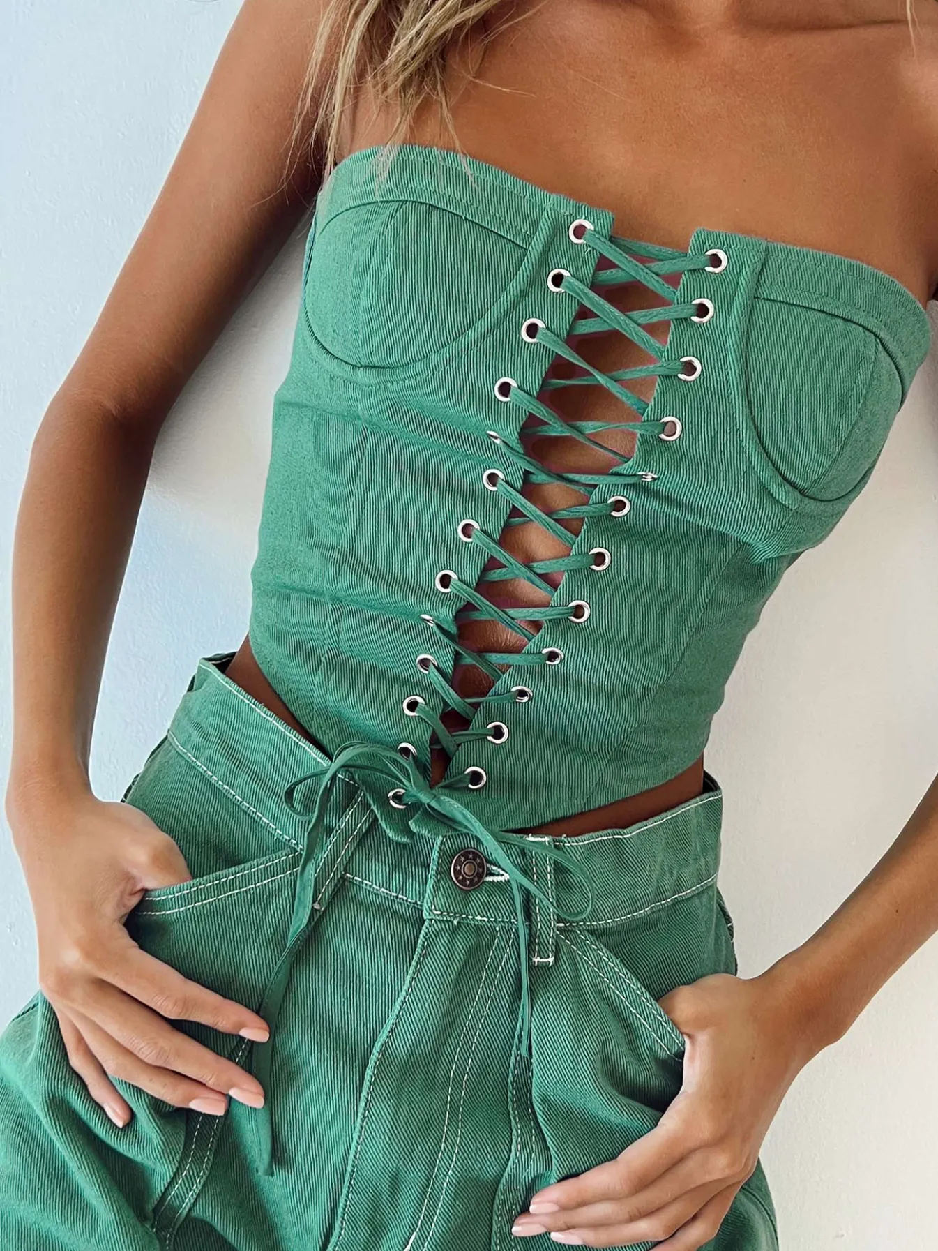 Princess Polly East Gate Corset Forest Green Outlet