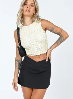Princess Polly Easton V Front Mini Skirt  Black Clearance