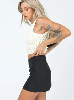 Princess Polly Easton V Front Mini Skirt  Black Clearance