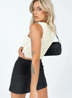 Princess Polly Easton V Front Mini Skirt  Black Clearance