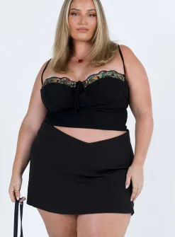 Princess Polly Easton V Front Mini Skirtcurve   Black Store