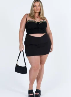 Princess Polly Easton V Front Mini Skirtcurve   Black Store