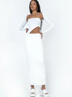Princess Polly Echo Low Waist Knitted Maxi Skirt White Fashion