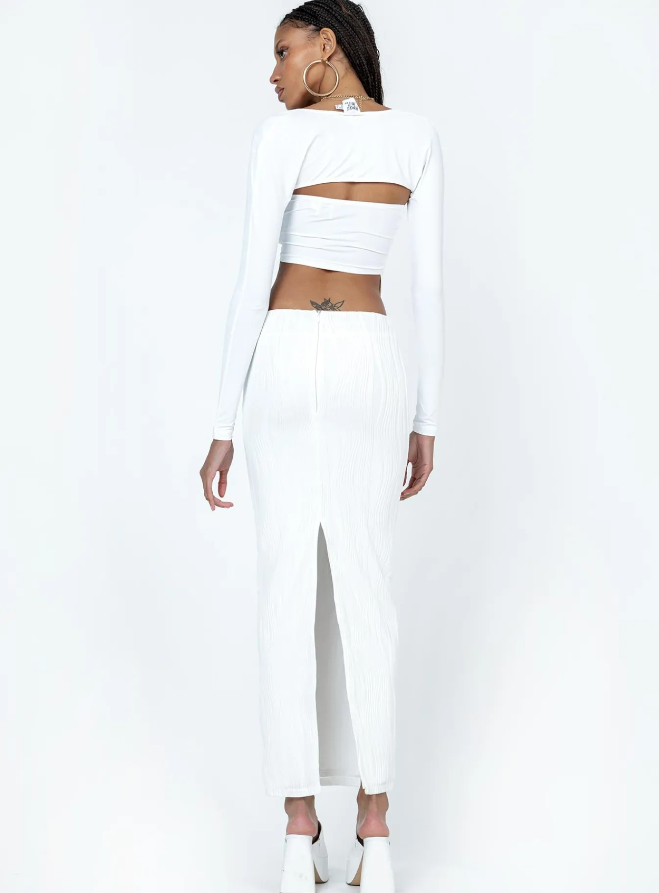 Princess Polly Echo Low Waist Knitted Maxi Skirt White Fashion