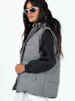 Princess Polly Edison Puffer Vest  Grey Store