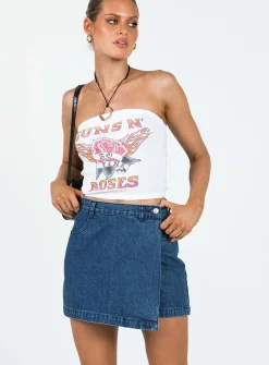Princess Polly Edwina Skort Dark Wash Denim   Blue Denim Fashion