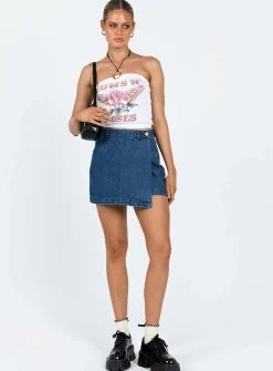 Princess Polly Edwina Skort Dark Wash Denim   Blue Denim Fashion