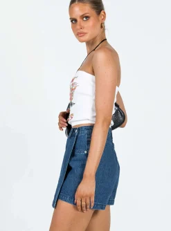 Princess Polly Edwina Skort Dark Wash Denim   Blue Denim Fashion