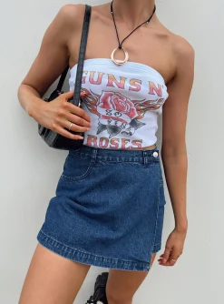 Princess Polly Edwina Skort Dark Wash Denim   Blue Denim Fashion