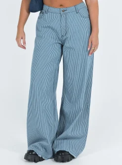 Princess Polly Eivissa Baggy Jeans  Blue Denim Stripe Hot
