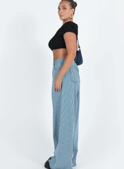 Princess Polly Eivissa Baggy Jeans Blue Denim Stripe Hot