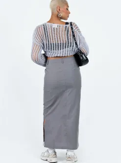 Princess Polly Elderbery Cargo Maxi Skirt  Grey Hot