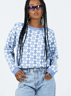 Princess Polly Elewa Geo Sweater  Blue / White Online