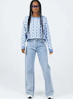 Princess Polly Elewa Geo Sweater  Blue / White Online