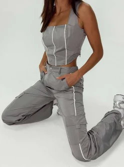 Princess Polly Elfrida Top  Grey Cheap