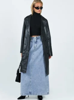 Princess Polly Elgata Pu Trench Coat  Black New