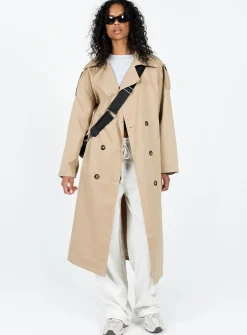 Princess Polly Elgata Trench Coat  Beige Cheap