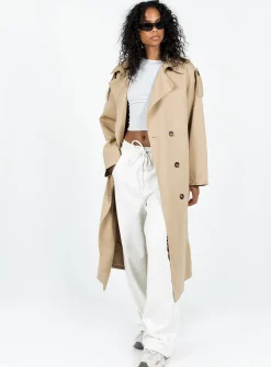 Princess Polly Elgata Trench Coat  Beige Cheap