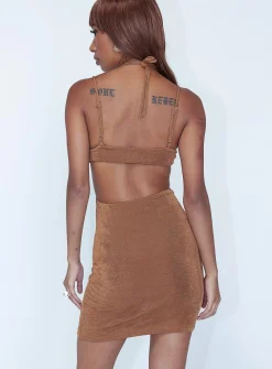 Princess Polly Eliana Mini Dress  Brown Store
