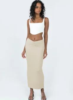 Princess Polly Elidy Maxi Skirt  Beige Hot