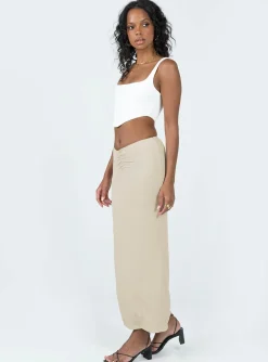 Princess Polly Elidy Maxi Skirt  Beige Hot