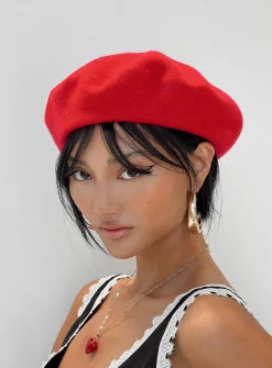 Princess Polly Elio Beret  Red Hot