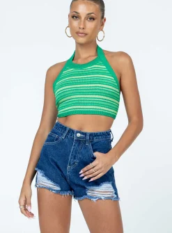 Princess Polly Elise Shorts Dark Wash  Denim Clearance