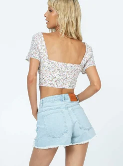 Princess Polly Elise Shorts Light Wash Denim Cheap