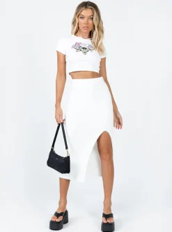Princess Polly Ella Brooke Knit Midi Skirt Cream Cheap