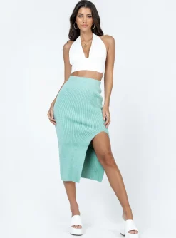 Princess Polly Ella Brooke Knit Midi Skirt Sage   Green Discount