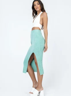 Princess Polly Ella Brooke Knit Midi Skirt Sage   Green Discount