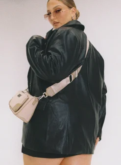 Princess Polly Ellen Faux Leather Blazer Curve   Black Best