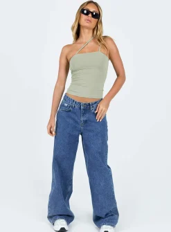 Princess Polly Ellioh Top  Green Cheap