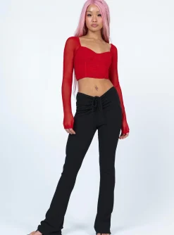 Princess Polly Elmore Long Sleeve Top Red Cheap