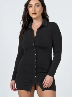 Princess Polly Elody Long Sleeve Mini Dress  Black Best Sale
